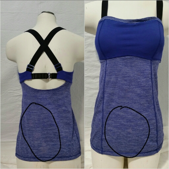 Lululemon Athletica Swift Tank Top 6 Blue Striped - Picture 3 of 8